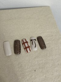 チェック×リボン