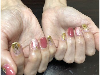 金箔×天然石風ネイル