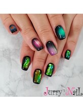 ジュリーネイル 所沢店/黒ベースにエアー、フィルムで！