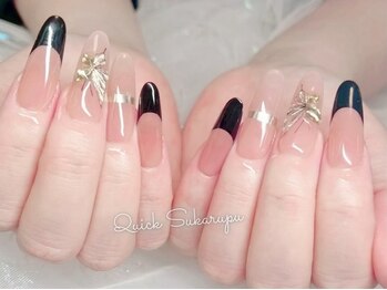 Quick Sukarupu 池袋東口【チップ長さだし専門店】/ブラックフレンチネイル