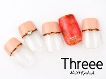 スリーネイルプラスアイラッシュ(Threee Nail+Eyelash)/クリアタイダイ柄ネイル