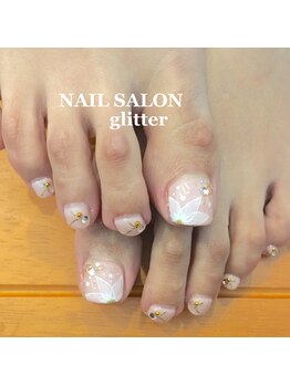 ネイルサロン グリッター(NAIL SALON glitter)/新春お花フットネイル