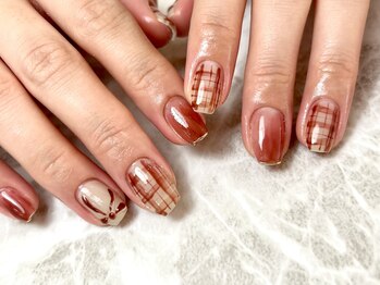 マニネイル 高の原店(mani nail)/チェック柄×リボン