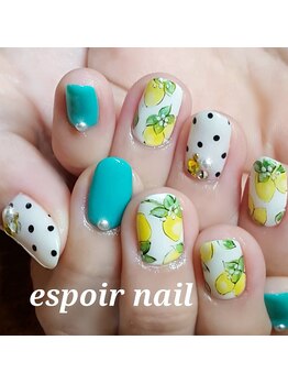 ネイルアンドアイラッシュサロン エスポアール(nail&eyelash salon espoir)/レモン柄ネイル~♪ 90分コース