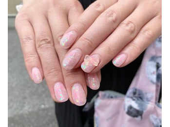 はあとねいる 宇都宮御幸ヶ原店/ピンクマーブルネイル