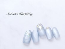 ネイルサロン ハートフルキー(Heartful key)/艶マグ×シェルネイル¥9000