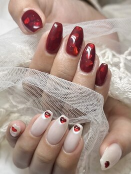 バレンタインネイル