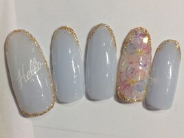 水彩シール×シアーネイル