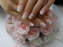 ネイルサロンミキ 横浜(MIKI)/手描きフラワーレース3Ｄグラデ