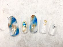 グラマーネイル(Glamor nail)/タイダイ×シェル