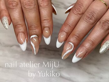 ネイル アトリエ ミジュ(nail atelier MijU)/ピンク×ホワイト