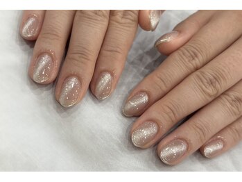 ミアネイル 越谷店(mia nail)/マグネット×細フレンチミラー