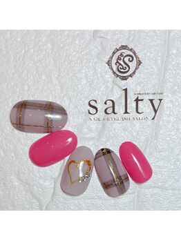 ネイルアンドアイラッシュサロン ソルティ 寺田町(salty)/チェックネイル