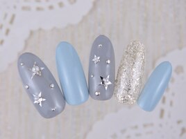 #星ネイル　#ブルー