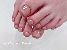 ネイルサロン モネ(Monet)/【フット】ピンク＋ストーン