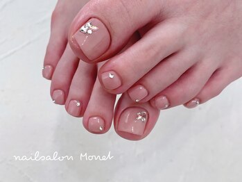 ネイルサロン モネ(Monet)/【フット】ピンク＋ストーン