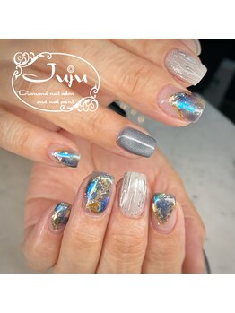 ジュジュ(Juju)/ブラックオパール風天然石ネイル