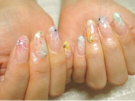 グラデーションフラワーネイル