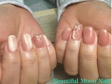 ビューティフルムーン ネイル 本厚木(Beautiful Moon Nail)/水光マグネット＆リボンネイル