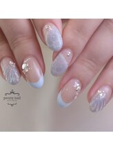 ピオニーネイル(peony nail)/ブルーフレンチと海
