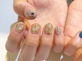 メタリック×天然石