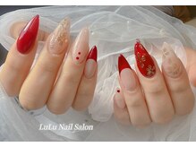 ルル 新宿西口(LULU)/レッドフレンチxフラワーネイル