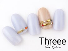 スリーネイルプラスアイラッシュ(Threee Nail+Eyelash)/チェーン風スタッズアート