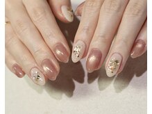 ヘアーゼロネイル(HAIR ZERO nail)の雰囲気（マグネットワンカラー＋4本アート）