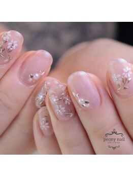 ピオニーネイル(peony nail)/ピンクマグの小花デザイン
