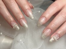 ジョアネイル(JOA Nail)/ラメグラデーション/リボン