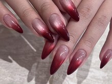 アイネイルズ 三宮店(I nails)/赤ボルドーグラデマグ￥8950