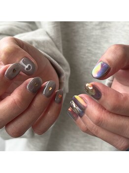 ロカネイルズ(roca nails)/silver mag × mirror design