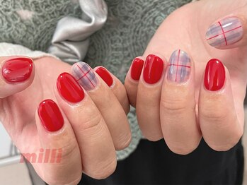 ミリネイルズ(milli nails)/レッドカラー♪チェック