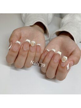 ネイルズサンキュー(Nails 39)/フレンチ+グラデー&アート2本