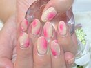 桃と水滴アート