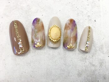 グラマーネイル(Glamor nail)/ビジュー×塗りかけ