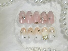 グラデーション/蝶々ネイル/薔薇