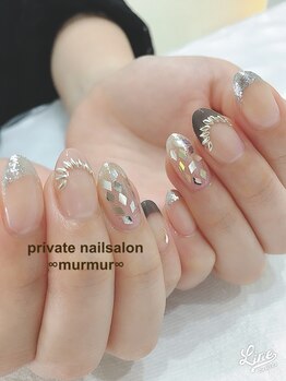 プライベート ネイルサロン マーマ(murmur)/キラキラシルバーネイル