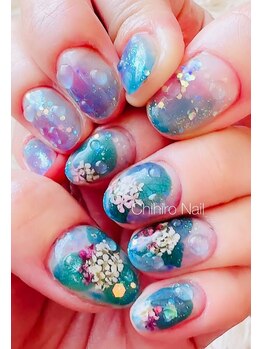 チヒロネイル/紫陽花ネイル