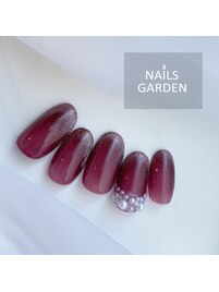 ボルドー×パールネイル