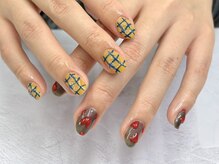 ジュムリエ/チェック×ハートネイル