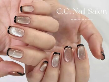 シーシーネイルサロン 池袋(C.C.Nail salon)/マグネットネイルｘフレンチ