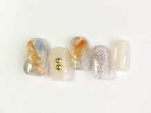 クレモアネイル 池袋西口店(CLEMORE NAIL)/ブルー×ブラウンもやもやネイル