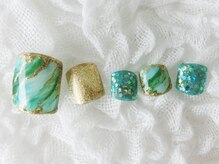 ネイリシャス(NAILICIOUS)/美しいグリーンのアートが素敵！