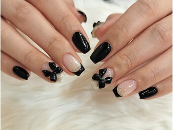 ブラック/リボン/フレンチ