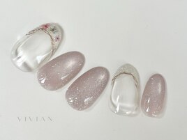 押し花　フレンチ　クリア　ラメ