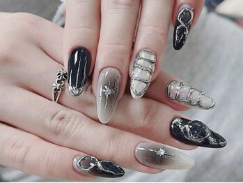 ミヤビ 神田(Miyabi)の写真/長さ出しで自爪を綺麗に魅せる☆自爪が弱い方・折れてしまった方もスカルプでスラっとした手元を実現♪