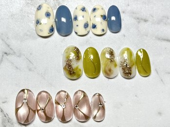 アミュレット 柳津店(AMULET)の写真/[初回オフ無料*ハンド定額¥5000/¥6000/¥7000]トレンドデザイン多数♪飽きの来ない旬のネイルを毎月ご提供◎