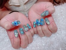 レアネイル 新宿(le'a nail)/ブルーフラッシュデザイン