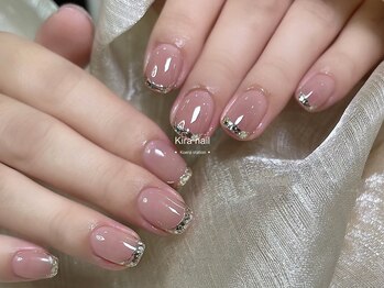 キラネイルサロン(Kiraネイルサロン)/チ-ク＋ガラスフレンチ